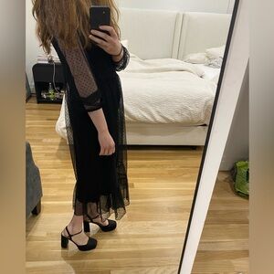 Zara Sheer Polka Dot Mesh Dress (Black)